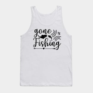 Wishing I Was Fishing - Less Talk More Fishing - Gift For Fishing Lovers, Fisherman - Black And White Simple Font Tank Top
